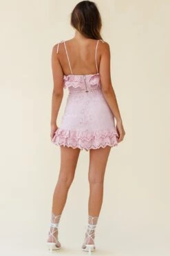 Houston Scalloped Hem Broderie Anglaise Mini Skirt Blush -Selfie Leslie Shop ST2252D S BLUSH 2