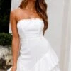 Candy Strapless Layered Ruffle Hem Dress White 2 Candy Strapless Layered Ruffle Hem Dress White -Selfie Leslie Shop ST2271B WHITE 1