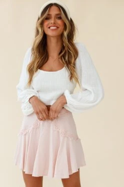 Wildflower Tassel Trim A-line Skirt Pink -Selfie Leslie Shop ST2408D PINK 3