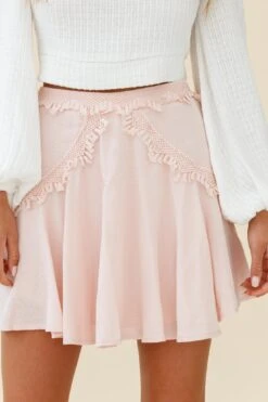 Wildflower Tassel Trim A-line Skirt Pink -Selfie Leslie Shop ST2408D PINK 6