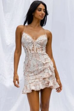 Talk About Me Ruffle Trim Mini Dress Blush -Selfie Leslie Shop ST2420DR05 20BLUSH 4