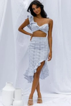 Talk About Me Ruffle Shoulder Twist Bust Crop Top Steel Blue 10 Talk About Me Ruffle Shoulder Twist Bust Crop Top Steel Blue -Selfie Leslie Shop ST2420DR06 T 20STEEL 20BLUE 2