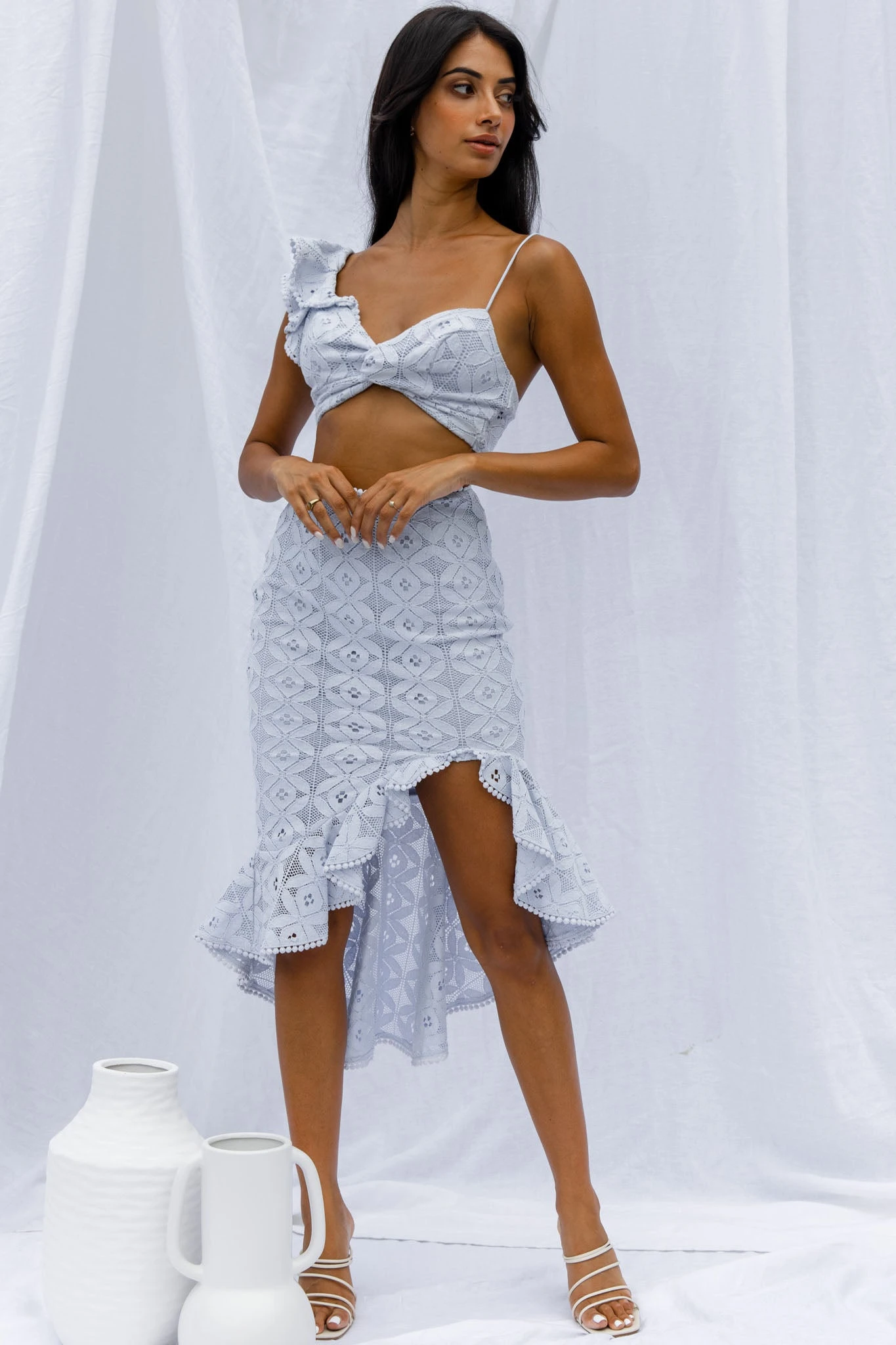 Talk About Me Ruffle Shoulder Twist Bust Crop Top Steel Blue 8 Talk About Me Ruffle Shoulder Twist Bust Crop Top Steel Blue - Image 6