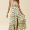 Take Me Away Strapless Maxi Dress Floral Print Green -Selfie Leslie Shop ST2587D GREEN 1