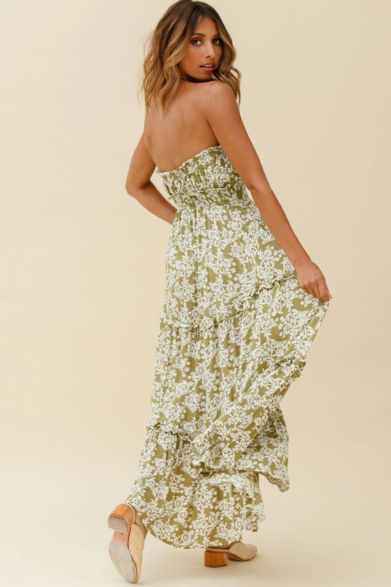 Take Me Away Strapless Maxi Dress Floral Print Green 4 Take Me Away Strapless Maxi Dress Floral Print Green - Image 2