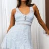 Glorious Day Thick Strap Godet Hem Embroidery Dress Steel Blue -Selfie Leslie Shop ST2721B STEEL BLUE 1