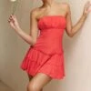 On A Whim Strapless Dropped Waist Dress Red 1 On A Whim Strapless Dropped Waist Dress Red -Selfie Leslie Shop ST3069BRED 1