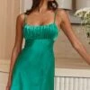 Fantasia Gathered Bust Satin Mini Dress Jade -Selfie Leslie Shop ST3140B JADE 1