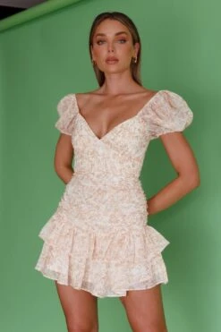 Annabella Puff Sleeve Tied Back Frill Hem Dress Floral Print Orange -Selfie Leslie Shop ST3152D 20ORANGE 6