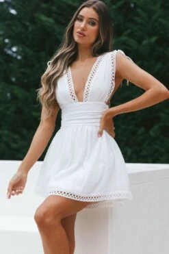 Palais Waistband Mini Dress White -Selfie Leslie Shop ST3209D 20WHITE 4