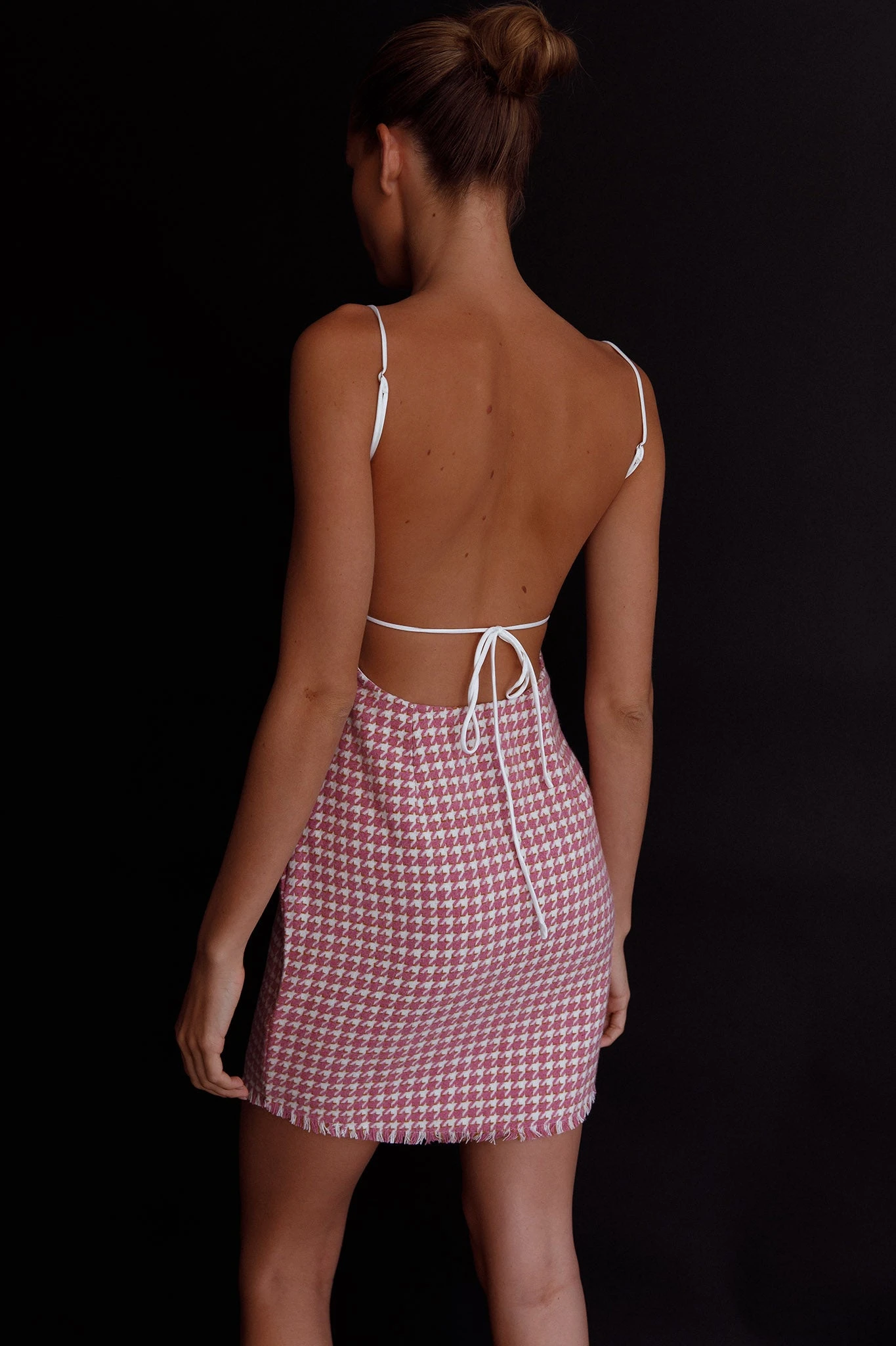 Dolce Life Low Back Mini Dress Houndstooth Pink 11 Dolce Life Low Back Mini Dress Houndstooth Pink - Image 9