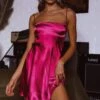Dolce Life Low Back Mini Dress Satin Fuchsia -Selfie Leslie Shop ST3228D02FUCHSIA 1