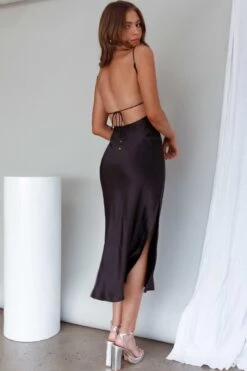 Dolce Life Low Back Midi Dress Black -Selfie Leslie Shop ST3228DBLACK 3