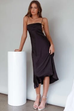 Dolce Life Low Back Midi Dress Black -Selfie Leslie Shop ST3228DBLACK 7