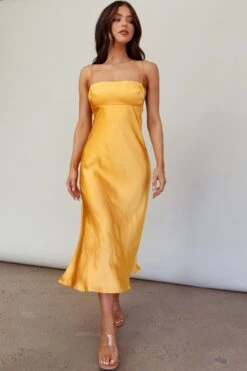 Dolce Life Low Back Midi Dress Orange