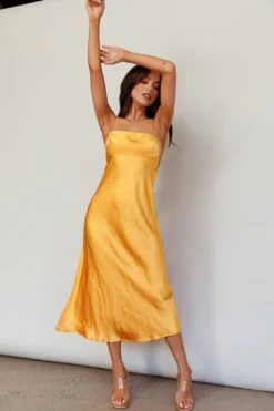 Dolce Life Low Back Midi Dress Orange -Selfie Leslie Shop ST3228D 20ORANGE 2