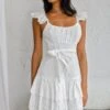 Fairytale Ending Ruffle Strap Eyelet Dress White -Selfie Leslie Shop ST3277B 20WHITE 1