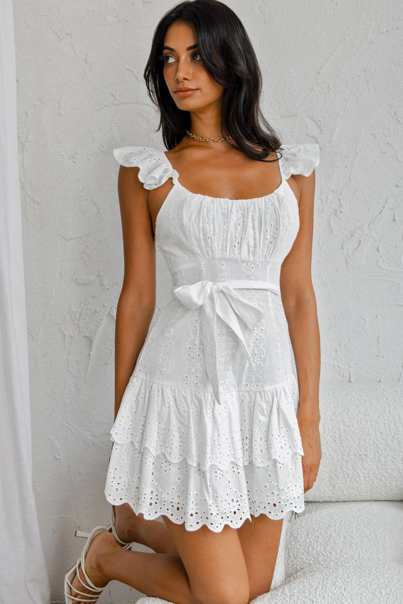 Fairytale Ending Ruffle Strap Eyelet Dress White 3 Fairytale Ending Ruffle Strap Eyelet Dress White