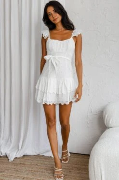 Fairytale Ending Ruffle Strap Eyelet Dress White 13 Fairytale Ending Ruffle Strap Eyelet Dress White -Selfie Leslie Shop ST3277B 20WHITE 5