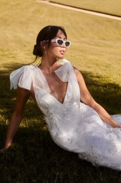 Chantilly Tied Shoulder Maxi Dress White 22 Chantilly Tied Shoulder Maxi Dress White -Selfie Leslie Shop ST3288D01WHITE 2