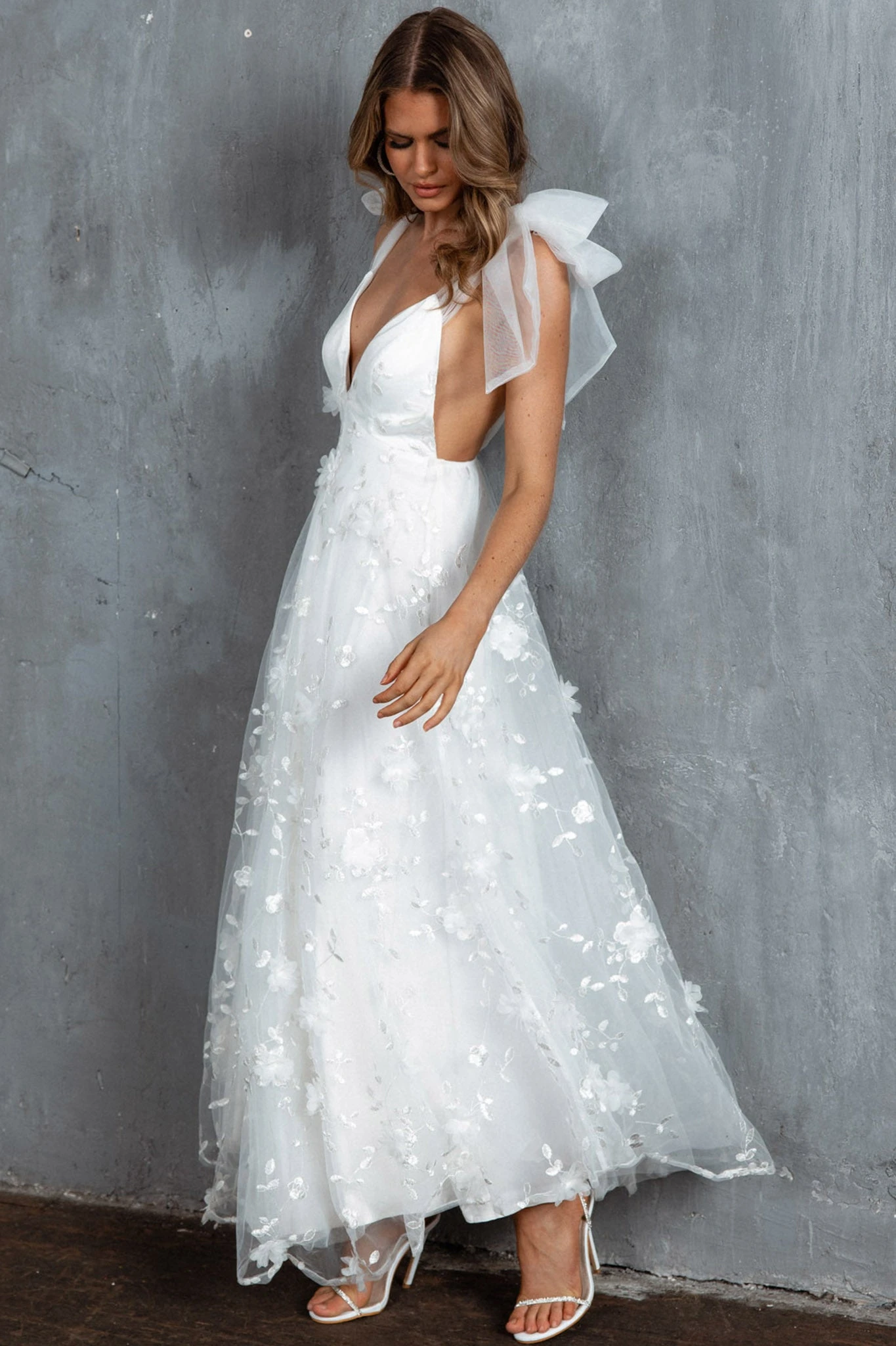 Chantilly Tied Shoulder Maxi Dress White 5 Chantilly Tied Shoulder Maxi Dress White - Image 3