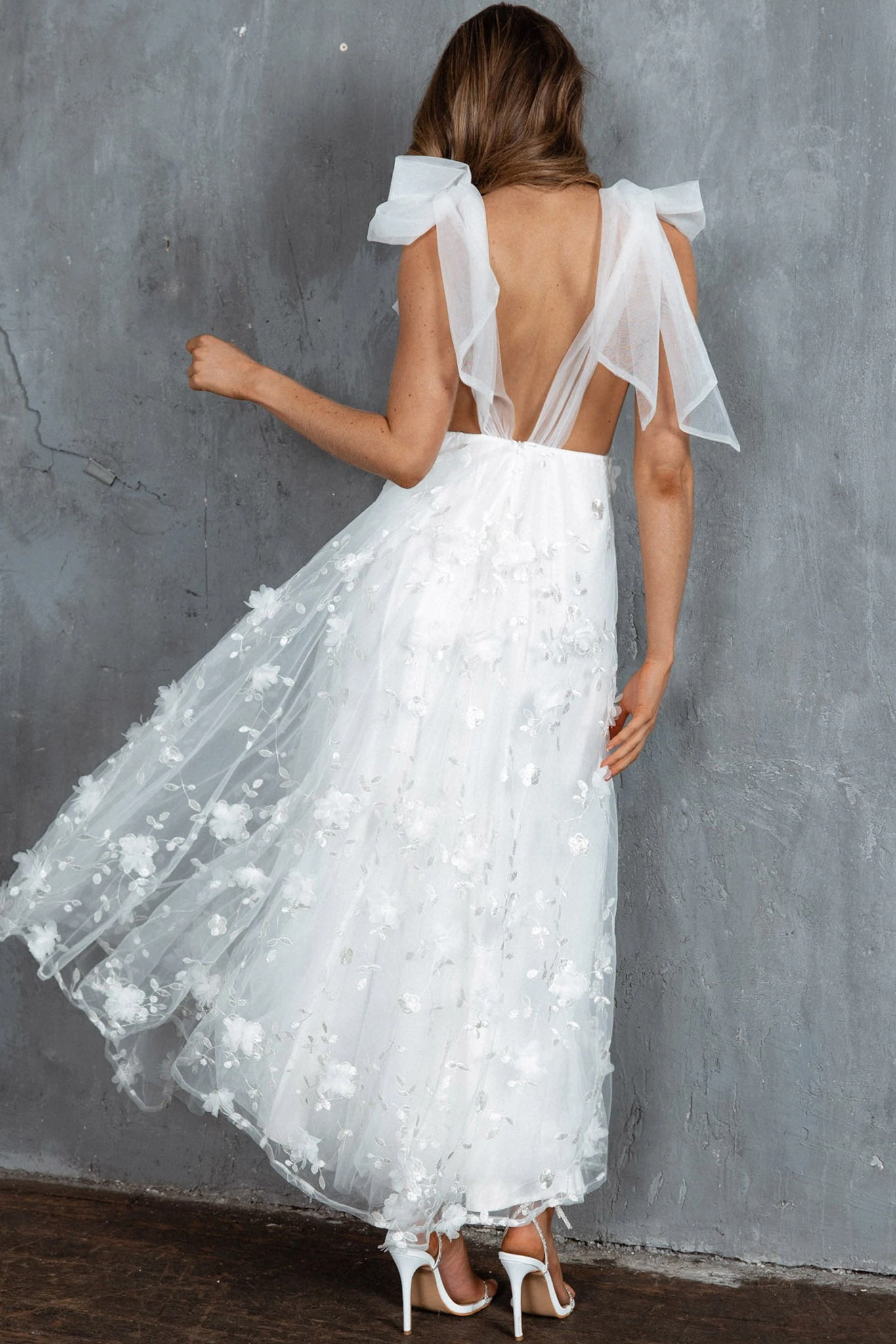 Chantilly Tied Shoulder Maxi Dress White 4 Chantilly Tied Shoulder Maxi Dress White - Image 2