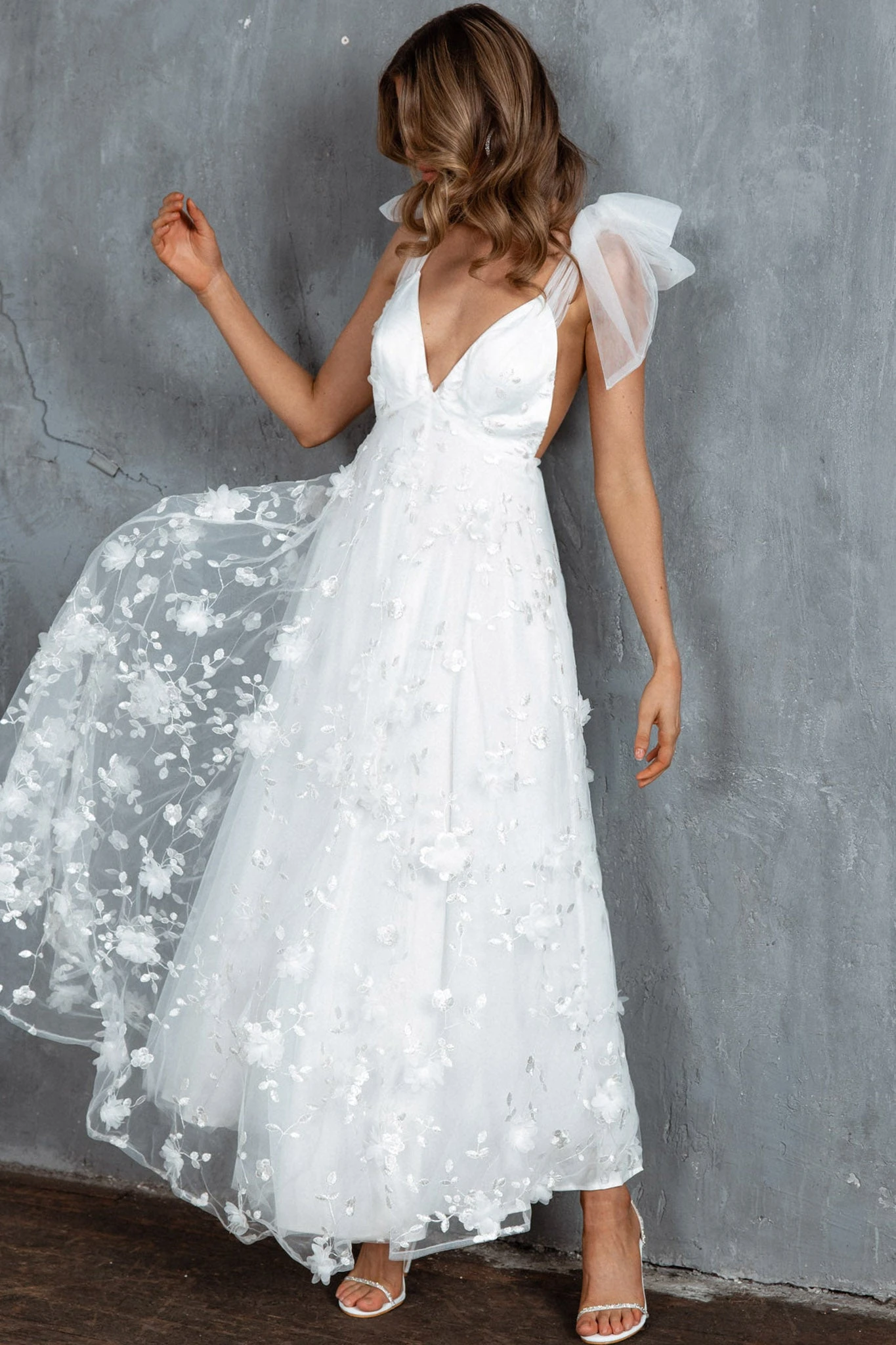 Chantilly Tied Shoulder Maxi Dress White 10 Chantilly Tied Shoulder Maxi Dress White - Image 8