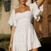 Sigourney Shirred Bust Dress White -Selfie Leslie Shop ST3293B 20WHITE 1