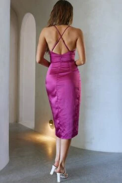 Zephira Criss-Cross Back Midi Dress Fuchsia -Selfie Leslie Shop ST3344D 20FUCHSIA 8