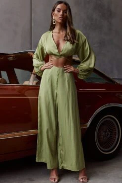 Lilian Long Sleeve Crop Top Olive -Selfie Leslie Shop ST3351B T 20OLIVE 2