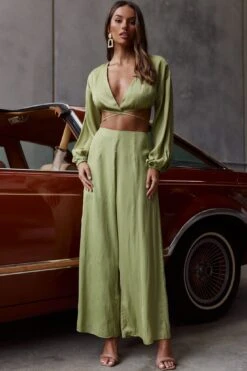 Lilian Long Sleeve Crop Top Olive -Selfie Leslie Shop ST3351B T 20OLIVE 5