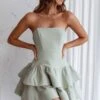 Bella Donna Strapless Frill Dress Pistachio -Selfie Leslie Shop ST3393D02 20PISTACHIO 1