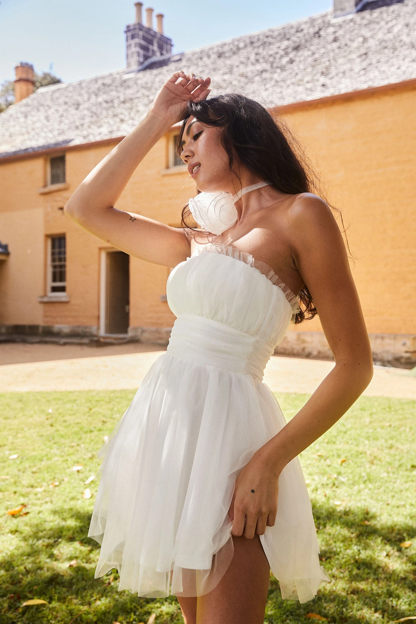 Fayette Strapless Mesh Mini Dress White 5 Fayette Strapless Mesh Mini Dress White - Image 3