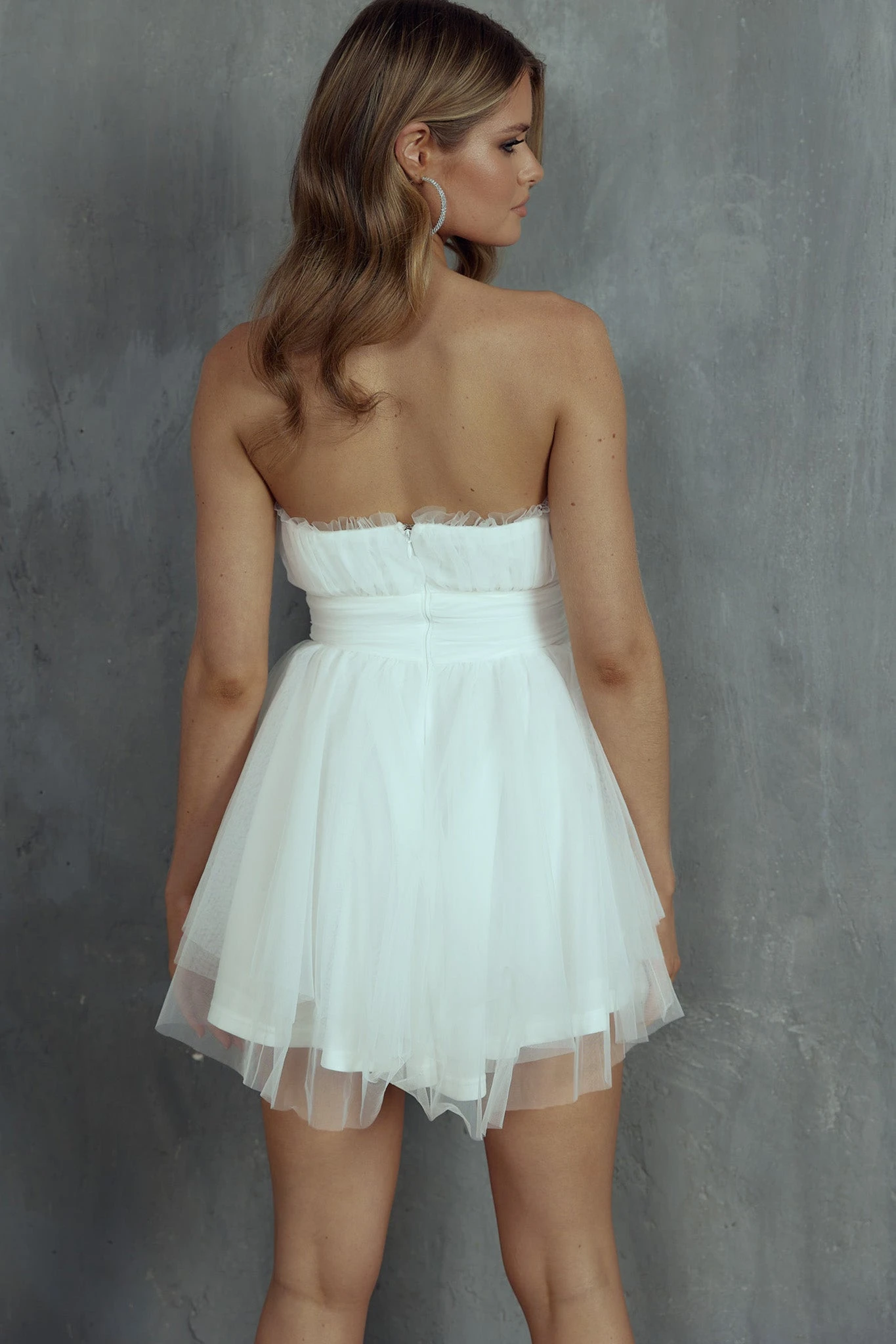 Fayette Strapless Mesh Mini Dress White 11 Fayette Strapless Mesh Mini Dress White - Image 9