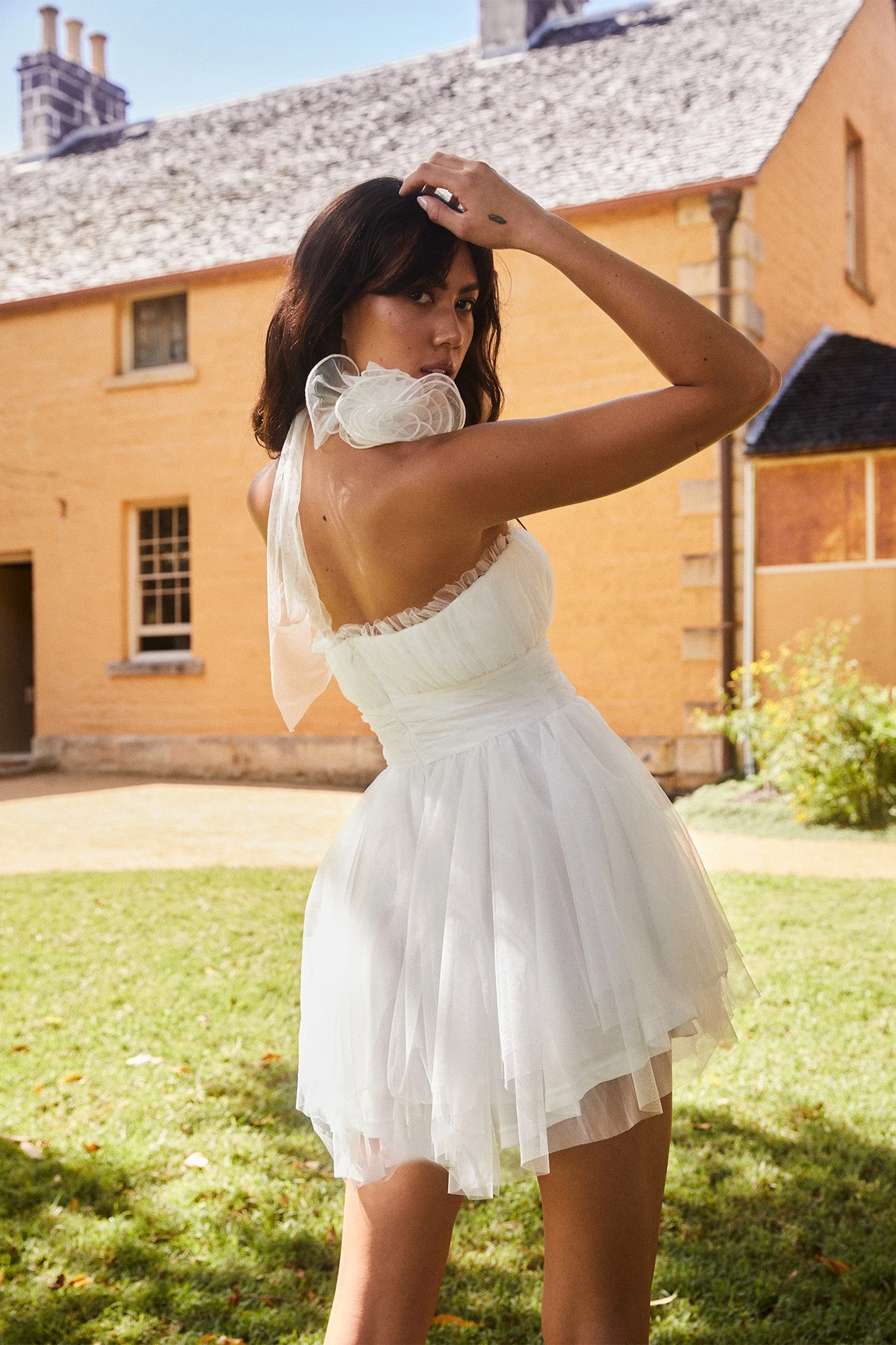 Fayette Strapless Mesh Mini Dress White 4 Fayette Strapless Mesh Mini Dress White - Image 2