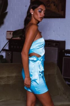 Eyes For You Waist Tie Mini Dress Aqua -Selfie Leslie Shop ST3585D 20AQUA 8