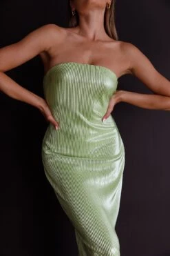 Shondra Accordion Pleat Tube Dress Lime -Selfie Leslie Shop ST3650D01 20LIME 4