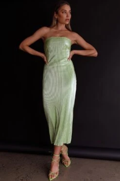 Shondra Accordion Pleat Tube Dress Lime -Selfie Leslie Shop ST3650D01 20LIME 7