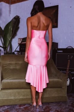 Ricci Flounce Hem Midi Dress Pink -Selfie Leslie Shop ST3709D 20PINK 8