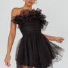 My Beloved Organza Frill Mini Dress Black