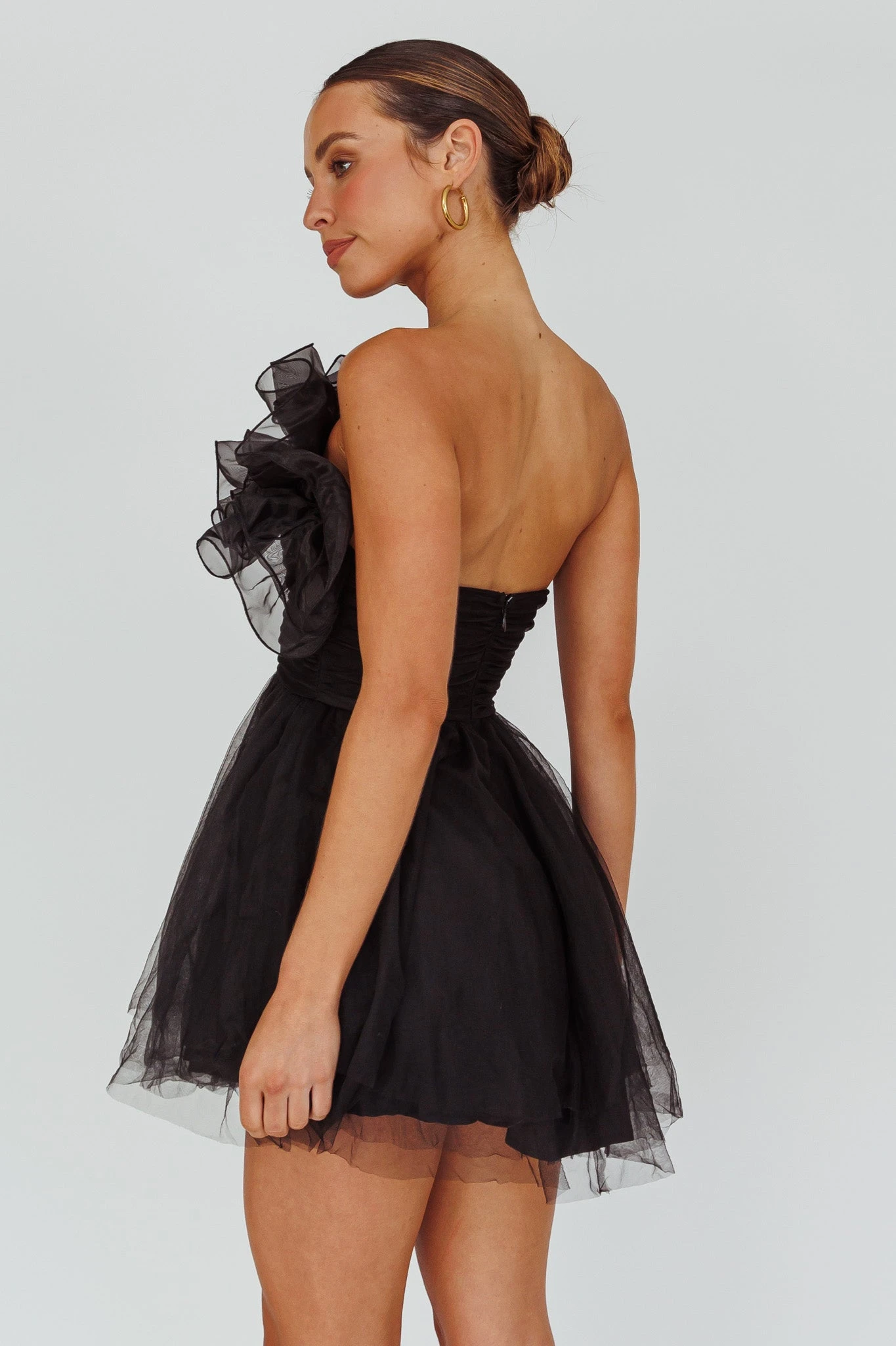 My Beloved Organza Frill Mini Dress Black 4 My Beloved Organza Frill Mini Dress Black - Image 2