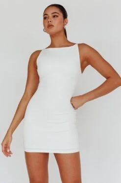 Chella Sleeveless Mini Dress White 12 Chella Sleeveless Mini Dress White -Selfie Leslie Shop ST3984D 20WHITE 5