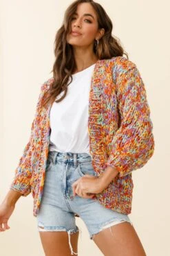 Santa Ana Chunky Knit Cardigan Funfetti -Selfie Leslie Shop ZGF001 FUNFETTI 7