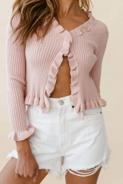 Ava May Cropped Knit Cardigan Pink -Selfie Leslie Shop ZNL009 PINK 5