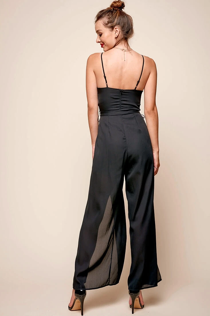 Carrie High Slit Chiffon Jumpsuit Black 7 Carrie High Slit Chiffon Jumpsuit Black - Image 5