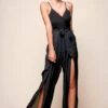 Carrie High Slit Chiffon Jumpsuit Black 2 Carrie High Slit Chiffon Jumpsuit Black -Selfie Leslie Shop cb0027 black 13429 1