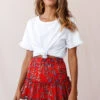 Alexi Mini Skirt Floral And Vine Print Red