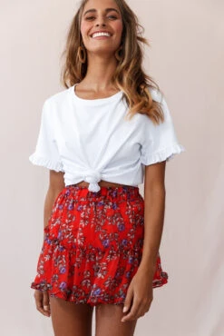 Alexi Mini Skirt Floral And Vine Print Red -Selfie Leslie Shop photo 1167 25292b13 s red