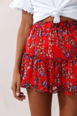 Alexi Mini Skirt Floral And Vine Print Red -Selfie Leslie Shop photo 1168 25292b13 s red