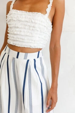 Hermosa Wide Leg Pocket Pants Stripe Print Navy -Selfie Leslie Shop photo 1317 st1988b white st2046d navy